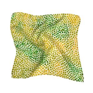 Hand Painted Silk Mini Scarf Yellow Green Ombre Polka Dot 21" Square